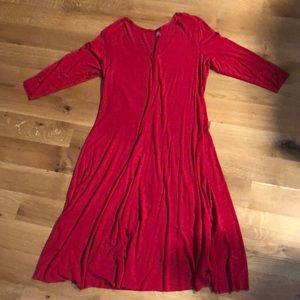 XL Three Dots v-neck 3/4 sleeve midi dress